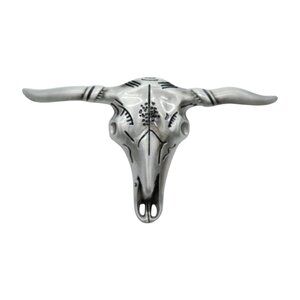 Men Western Silver Metal Belt Buckle Long Horn Texas Cow Bull Skull Cowboys Look